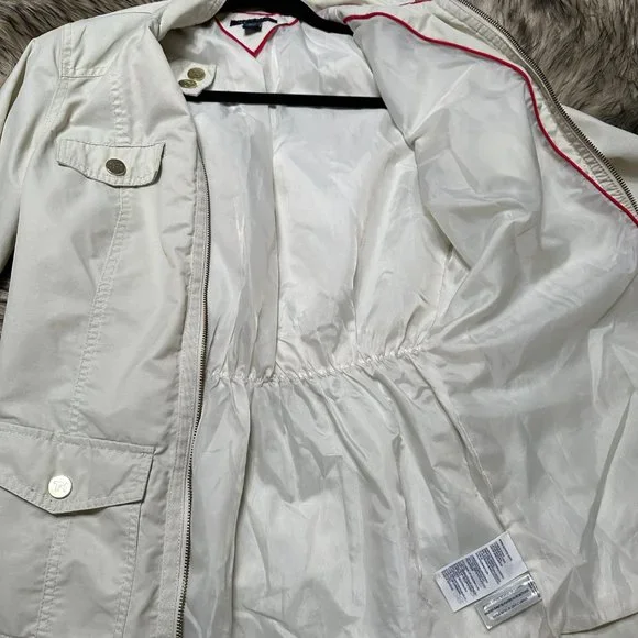 Womens Tommy Hilfiger Windbreaker Tan Beige Jacket Coat Small Lightweight Lined - Picture 7 of 7